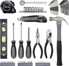 65 Piece Home Repair Tool Kit Set with Carrying Bag, Hand Tools, Socket Set, SAE