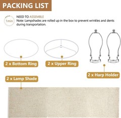 Beige Linen Fabric 11.6×12.6x 9.8in Drum Lamp Replacement Shade (Set of 2)