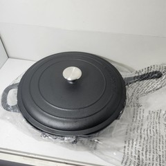 Tramontina 12.5″ Covered Cast Iron Skillet Pan w/SS Knob Lid *New w/o Orig Box