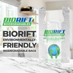 Biorift 1000ct Large T-Shirt Bags | Durable Grocery Shopping Bags | Made in USA