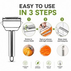 Stainless Steel Dual-Blade Vegetable Peeler & Julienne Slicer for Fruit & Veggie