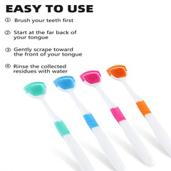 4Pcs Tongue Scraper Tongue Coating Removal Cleaner Oral Removal Silicone Scraper
