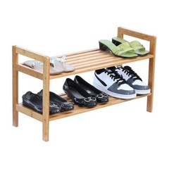 15.5 In. H 8-Pair 2-Tier Brown Bamboo Shoe Rack