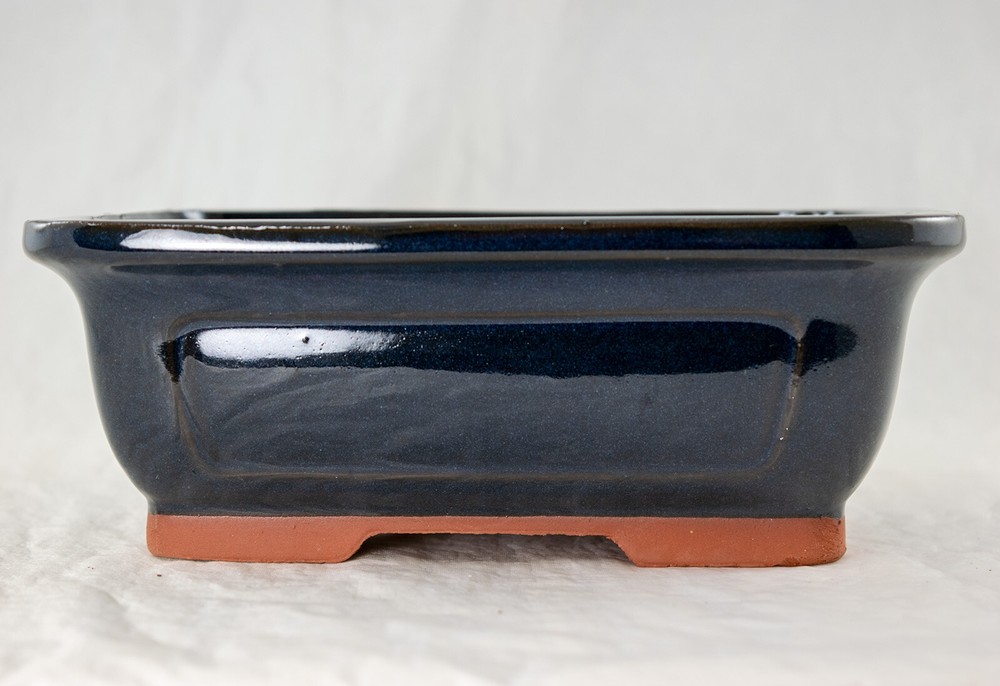 Rectangular Cactus & Succulent, Bonsai Pot 8″x 6″x 3″ w/Mesh – Navy Blue Glazed