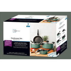 Mainstays 7-Piece Pots and Pans Cookware Set Nonstick Kitchen Pots Pans Green