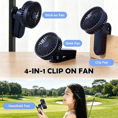 Rechargeable Magnetic Golf Cart Clip-On Fan Portable 3-Speed Mini Cooling Fans
