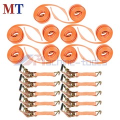 10 Pack 1.5 In x 15 Ft Ratchet Straps With J Hook 4000-lbs Heavy Duty Tie Downs