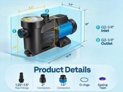 Swimming Pool Pump 1.5/2.0/2.5HP Self Primming w/ Timer for in/Above Ground Pool