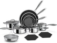 14-Piece Nonstick Hybrid Hex Cookware Set – Induction & Oven Safe, PFOA Free
