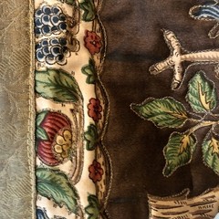 Vintage French Wall Hanging Decor Tapestry Fabric Panel Barques des Amours 24×28