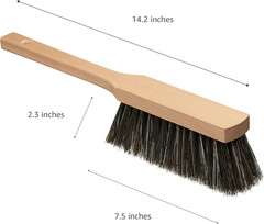 14.2″ Hand Broom Soft Bristles Cleaning Brush, Dusting Brush with Wooden Handle,
