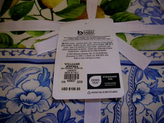 WILLIAMS SONOMA LIMONE TABLECLOTH 70 X 108 COTTON TWILL MADE IN ITALY NEW W/TAGS