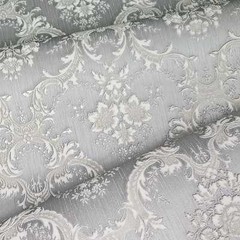 Satin gray silver tan Victorian damask faux silk fabric textured Wallpaper rolls
