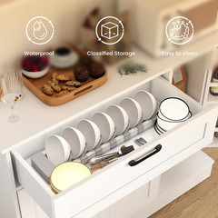 Pantry Cabinet, White Kitchen Storage Cabinet with 4 Doors and Shelves, Kitchen