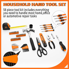 58-Piece Tool Kit Basic Home Repair Tool Set, General Household Hand Tool Kit,Sm