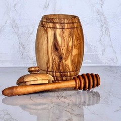 Olive Wood Honey Pot w/Honey Dipper