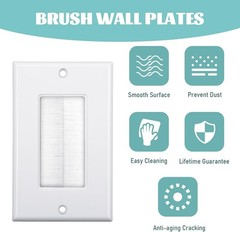 Brush Wall Plate 10 Pack Single Gang Wall Plate Cable Pass Through for Cables