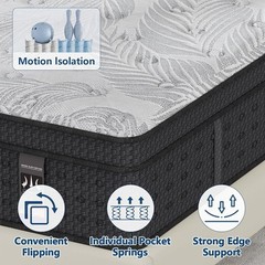 14″ Cal King Mattress Hybrid Spring Medium Firm Gel Memory Foam Bed in a Box