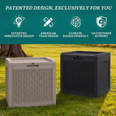 35 Gallon Outdoor Deck Box, Lockable Waterproof Storage Box, Resin Storage Bin f