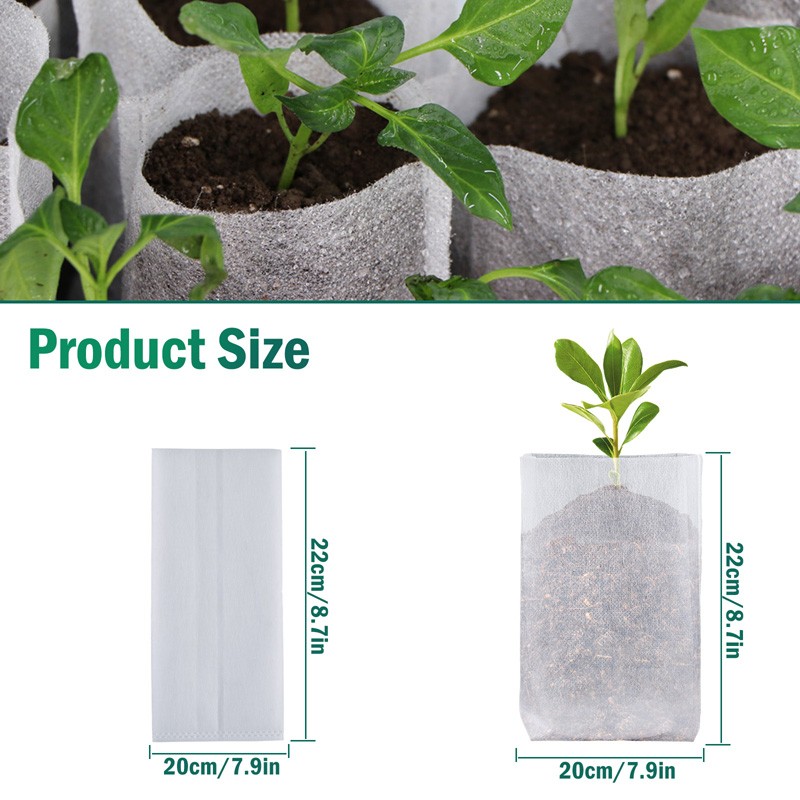 100PCS Non-woven Plant Grow Bags Nursery Bag Biodegradable Fabric Seedling Pot