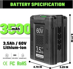 1X 60V 3.5Ah for Greenworks Pro 60V Max Li-Ion Battery LB60A00 LB60A02 LB60A03