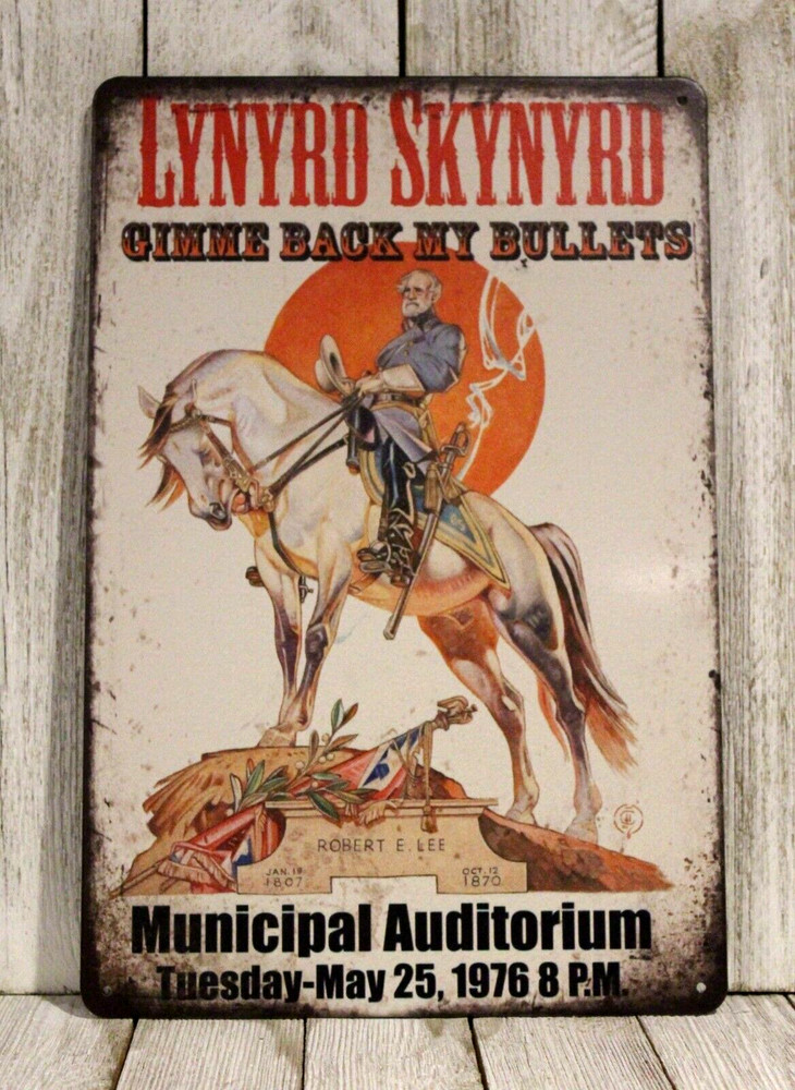 Lynyrd Skynyrd Tin Sign Live in Concert 1976 Tour Poster Vintage Rustic Style