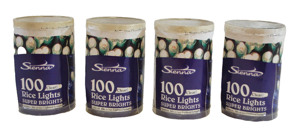 Sienna 100 Clear Rice Lights Super Brights Indoor/Outdoor Lot of 4 Boxes X1498