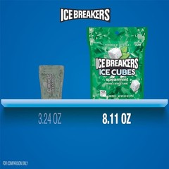 8.11 oz Ice Cubes Spearmint Chewing Gum – 100 Sugar-Free Cubes for Fresh Breath