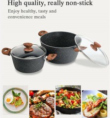 12 Pieces Kitchen Pots & Pans Set Nonstick Cookware Set Granite Coated with Lids