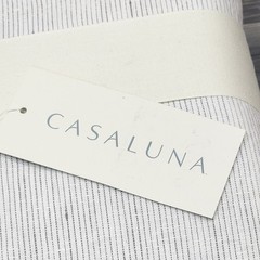 Casaluna 100% Linen 3pc Full Queen Duvet Cover Set White Gray Pinstripe