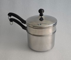 Farberware Double Boiler 2 Qt Stainless Steel Saucepan Pot w/Lid Vintage