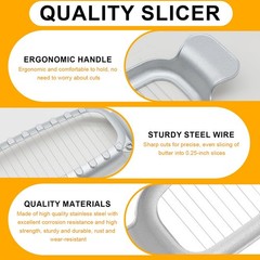 Butter Slicer Cutter Stainless Steel Multipurpose 7.68 x 2.64in, Silver