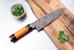 HAND MADE FORGED DAMASCUS STEEL STEEL CHEF KNIFE 1387