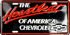 CHEVROLET THE HEARTBEAT OF AMERICA LICENSE PLATE METAL SIGN EMBOSSED CHEVY AUTO