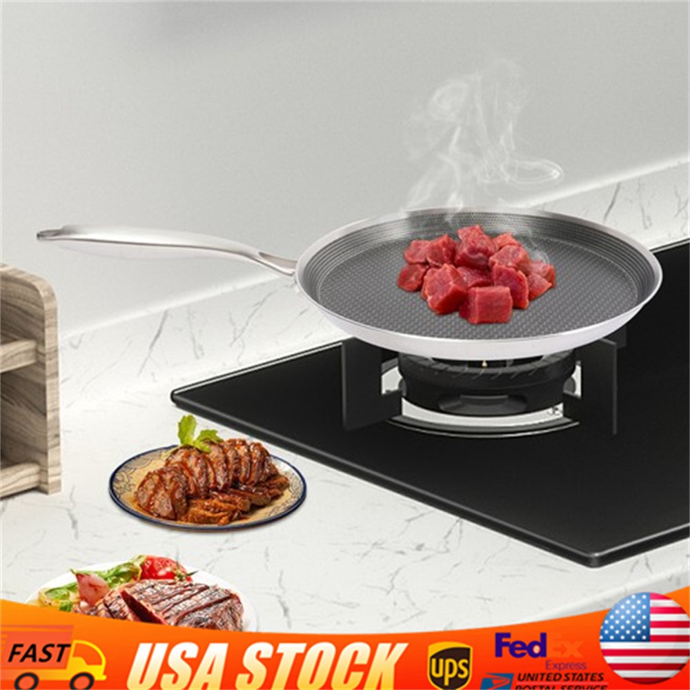 11in Stainless Steel Crepe Pan Pancake Pan Non Stick Cooking Pan For Kitchen