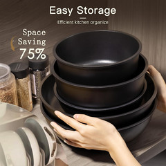 21 Pcs Pots and Pans Set Non Stick, Ceramic Cookware Set Detachable Handle, RV K