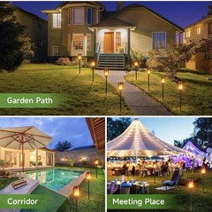 4Pack LED Solar Power Tiki Torch Flame Flickering Light Outdoor Garden Lawn Lamp