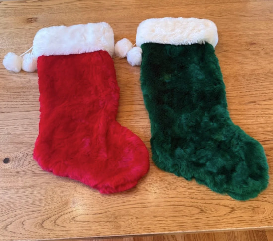 Giant Christmas Stockings Set – Red & Green with White Cuffs