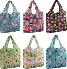 Large Reusable Bags Shopping Washable Foldable 6 Pack Grocery Bags Heavy Best