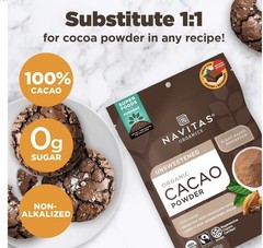 2 Navitas Organic Cacao Powder 8 oz Unsweetened Plant Cocoa Superfood Chocolate