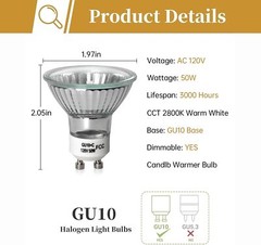 120v 50W GU10 Bulb for Candle Warmer Lamp, 2pcs gu10+c