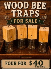 Set of 4 handmade carpenter bee traps 4 for 40 free shipping !!