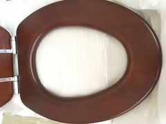 Porcher 71115-00.670 Elongated Wood Toilet Seat with BN Hinges, NATURAL CHERRY