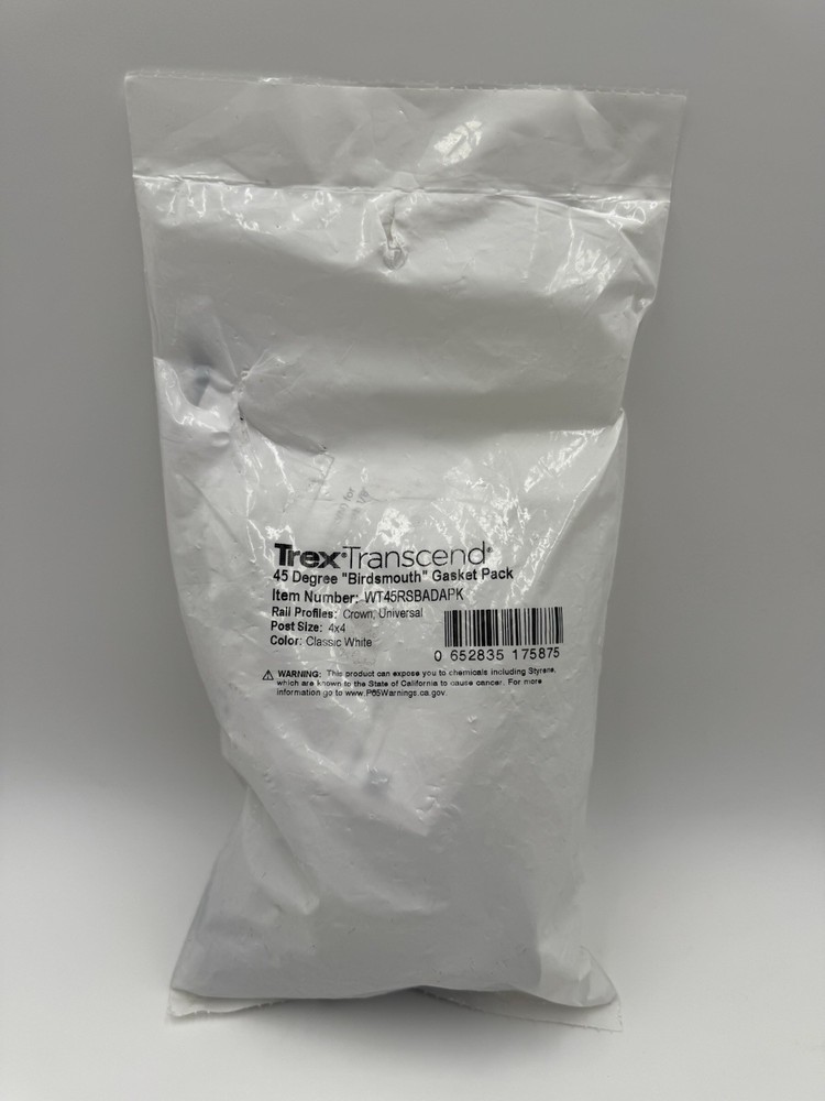 Trex Transcend 45 Degree Birdsmouth Gasket Pack Classic White WT45RSBADAPK