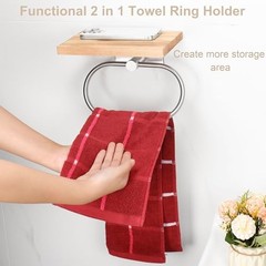 Hand Towel Holder for Bathroom Wall Mount 7.88 Inch with Shelf Brushed Nickel