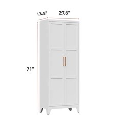 Freestanding Kitchen Pantry Storage Cabinet 3 Adjustable Shelves Metal Cupboards