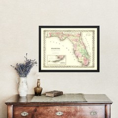 Old Map of Florida 1855 – Vintage Florida Art