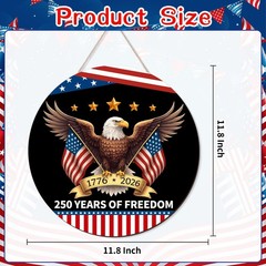 250 Anniversary American Door Sign 4th of July US 250 Years of Freedom 1776-2026