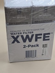 Qty 2 GE XWFE Refrigerator Water Filter, Genuine Replacement Filter Cert. to Red
