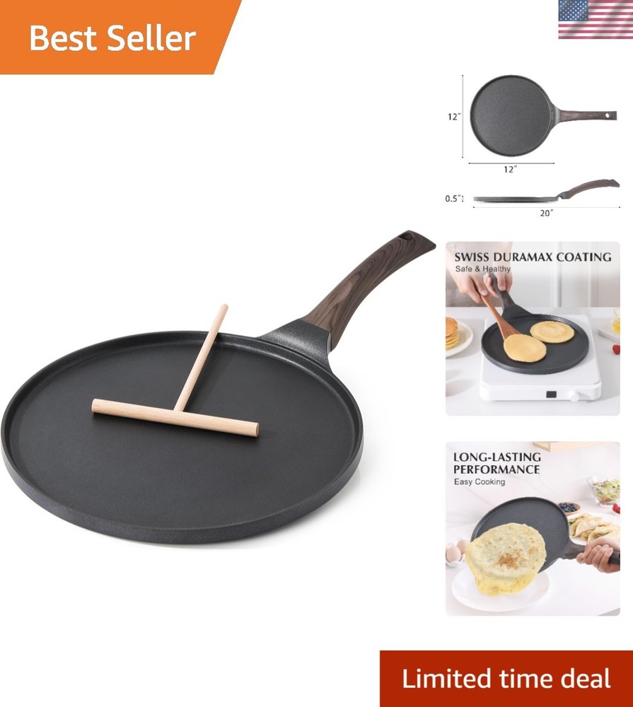 12-Inch Nonstick Crepe Pan with Swiss Granite Coating & Stay-Cool Handle